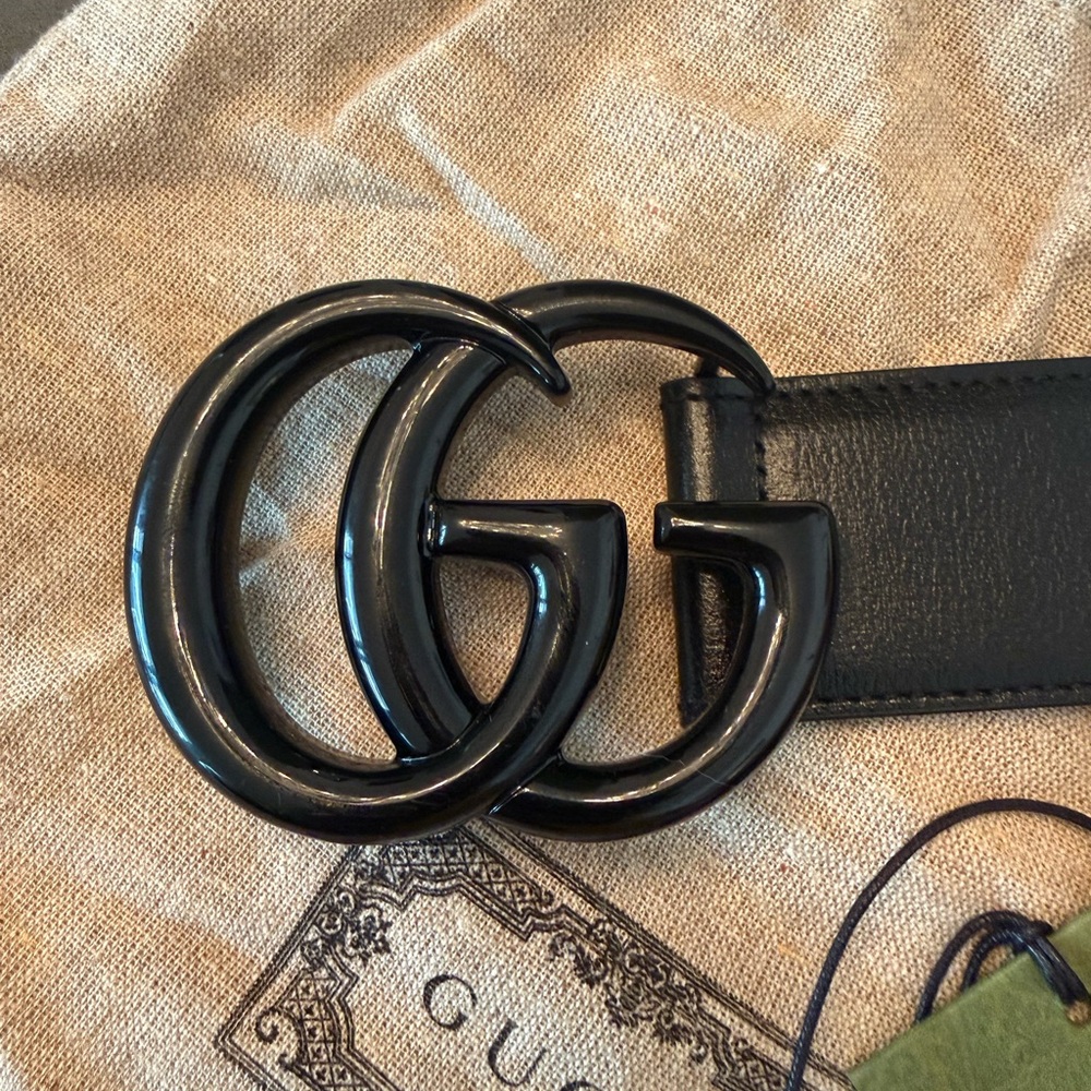 Gucci GG Marmot Men Black Leather Belt - Picture 4 of 5